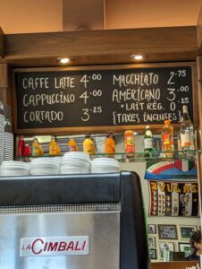 Cafe Olimpico menu